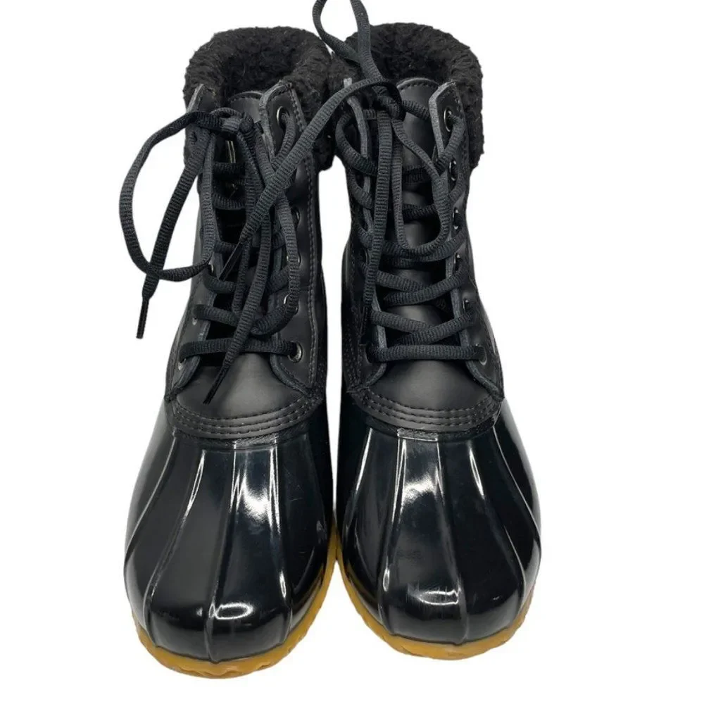 G.H. Bass Womens Harlequin Black Leather WRTPF‎ Lined Winter Ankle Boot Size 9 M